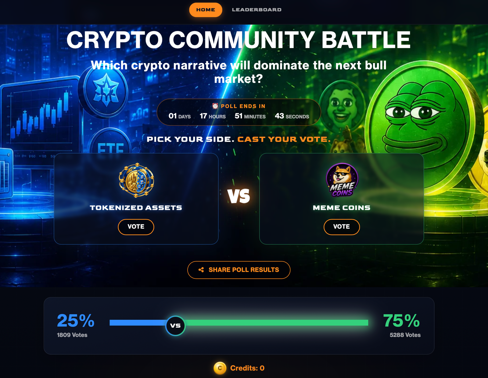 Tug of War — Crypto Community Battle live voting app